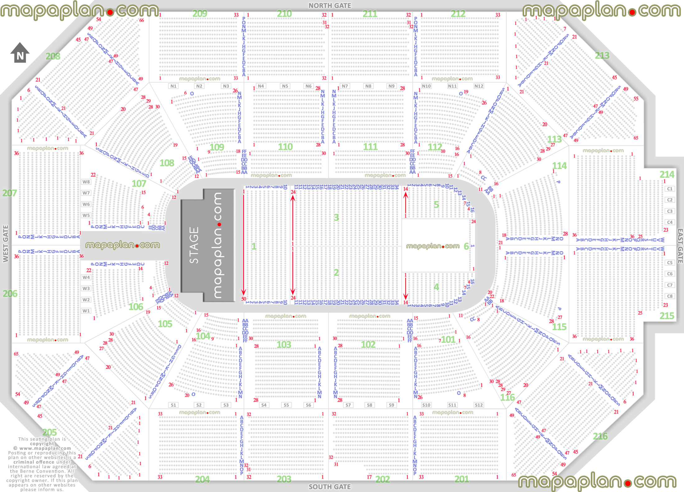 Allstate Arena Seat Row Numbers Detailed Seating Chart Rosemont 