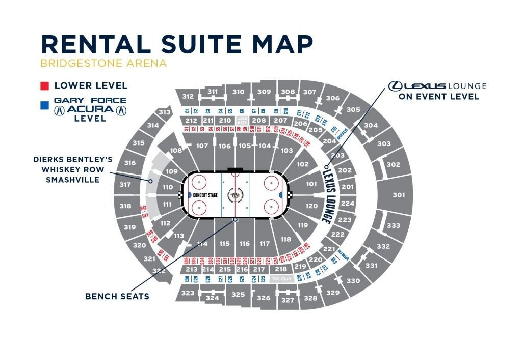 Bridgestone Arena Seating Chart With Rows And Seat Numbers Dengan Gambar