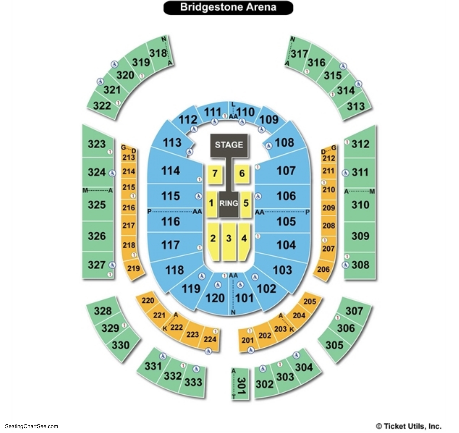 Bridgestone Arena Seating Chart Rows Seat Numbers And Club Seat Info ...