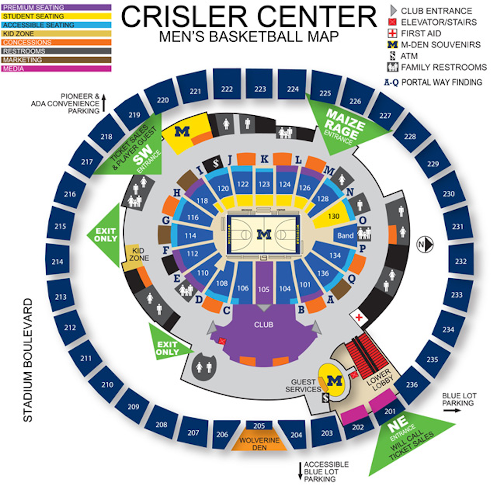 Seating Chart Crisler Arena Ann Arbor Michigan